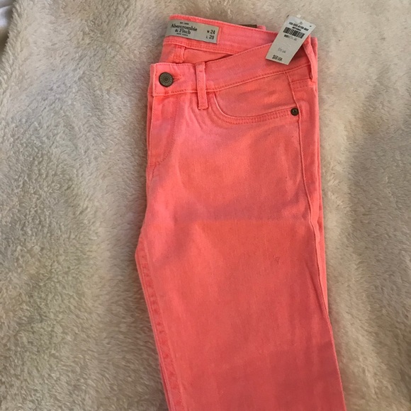 Coral Abercrombie Skinny Jeans - Picture 5 of 5